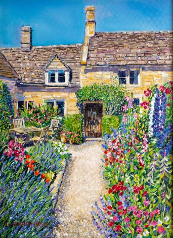 COUNTRY COTTAGE GARDEN painting for sale