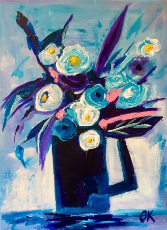 Blue Collection Naive Flowers in. Vase 