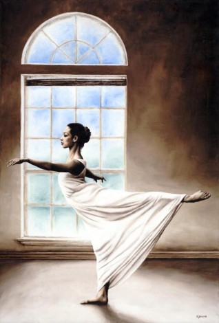 Fine art original oil painting of a beautiful ballerina dancer