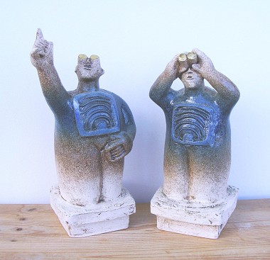 UFO Watchers - “They're from the Milky Way.” - Ceramic Sculptures - (Pair)