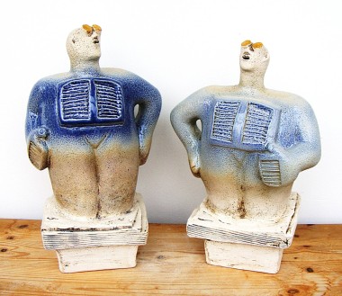 Pair of Stargazer Figures - Looking for Life, Metis - Ceramic Sculptures