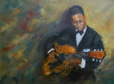 Jazz Guitarist on 52nd Street, Manhattan , New York