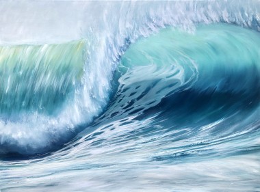 Emerald Waves II front of the painting