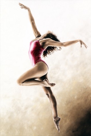 Fine art original oil painting of a beautiful modern dance ballerina