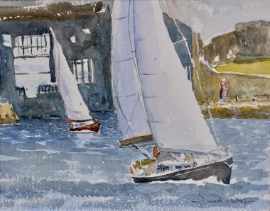 Sailing off King Billie watercolour by David Mather