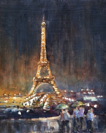 Paris light show oil painting by David Mather