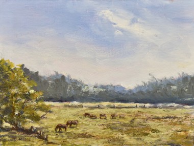 Grazing on Dartmoor oil painting by David Mather