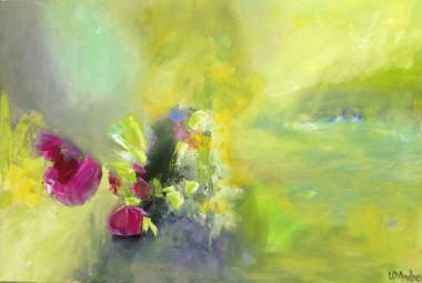 An abstract oil painting of wild flowers 