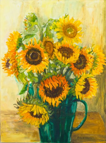 Sunflowers in a Green Jug