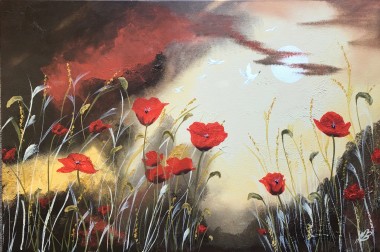 Poppies under a Full Moon