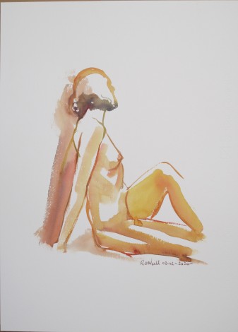 Watercolour Seated Nude 2