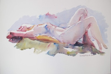 Life study a reclining female nude
