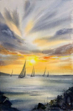 Yachts at sunset #16