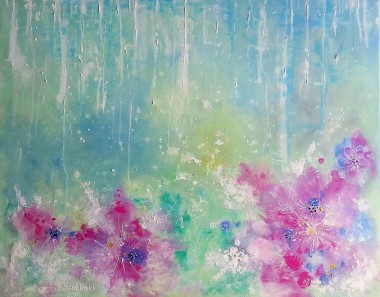 Rain in the pastel garden