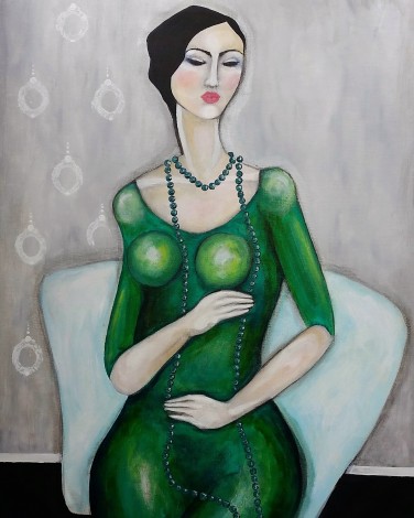 Lady in green 33"x23"