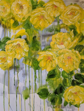 Bright yellow floral painting