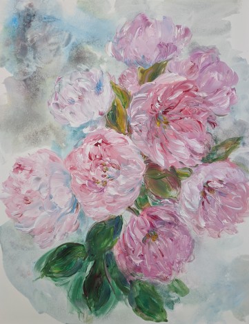 Romantic and contemporary pink floral painting