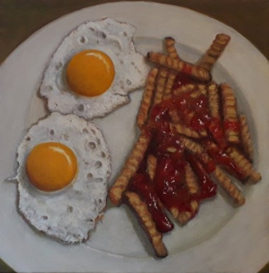 Eggs and Chips with Tomato sauce 
