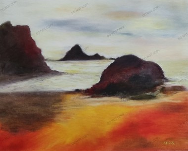 'Sunset On The Beach' (2 Paintings)