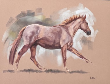 Chestnut Horse pastel painting 