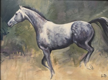 dapple grey horse oil painting 