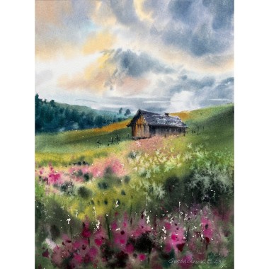 House on the flower field