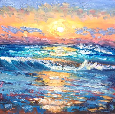 Bright ocean sunset
