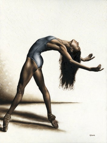 Fine art original oil painting of a beautiful modern ballet dancer