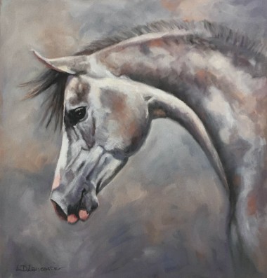 Grey Arab Horse Pastel Painting