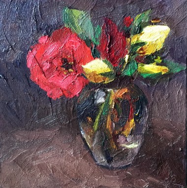 Roses in a Small Vase 