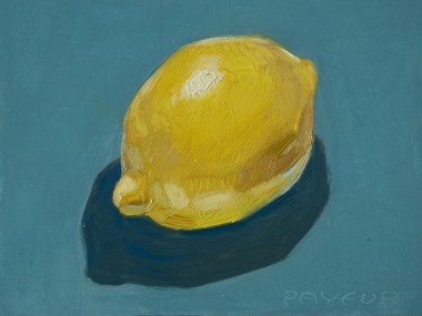 Modern Still Life of Lemon on Blue