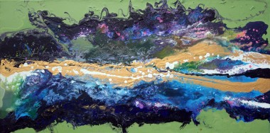 View of abstract wave painting