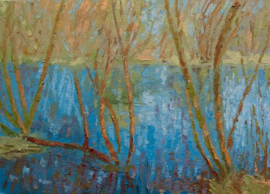Mitcham Common Spring Reflections Oil Painting on Canvas