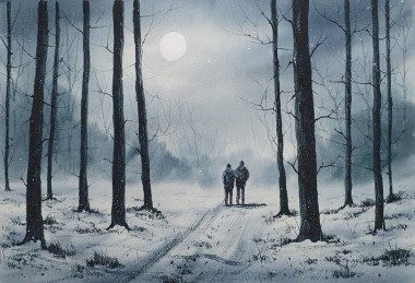Moonlight Lover- Original watercolour painted by Ricky Figg - Valentine