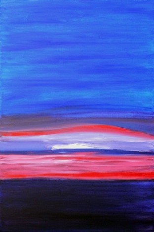 Abstract sunset in red and blue sky