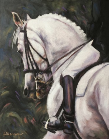 Grey Dressage Horse Pastel Painting