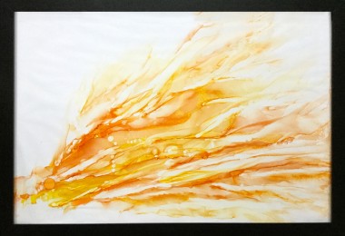 orange yellow smoke painting