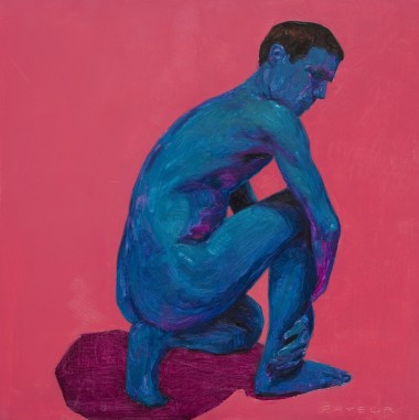 modern nude of a man in pink and blue