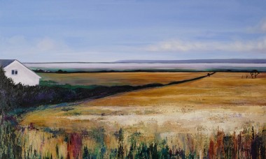 One Late Summer 
Oil painting North Devon fields Taw Estuary