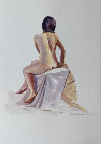 Female seated nude a back study