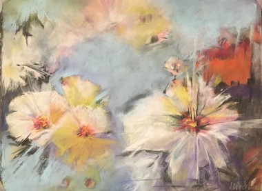 Abstract pastel painting of spring flowers