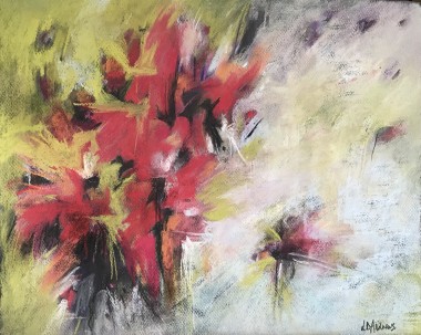 Red and white floral abstract