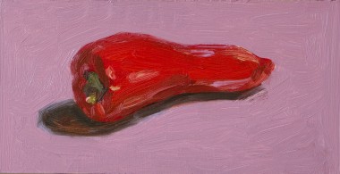Modern Still Life of Red Pepper on Pink