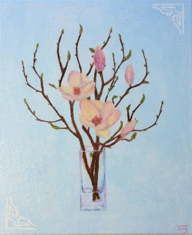 Pink Magnolia,Magnolia,pink flower,spring,flower,vase,plants,