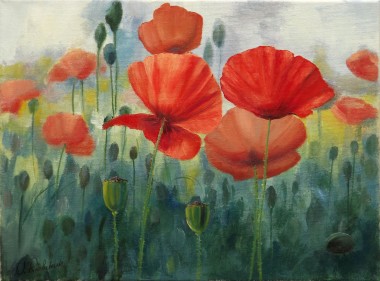 Floral painting Poppy field