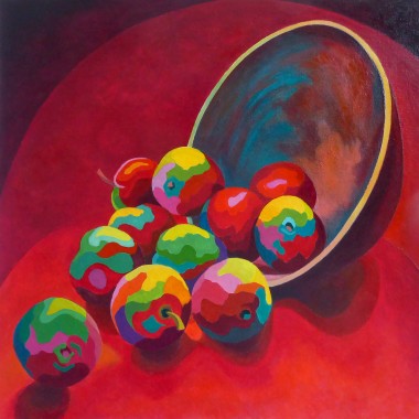 In Red - Spilled Bowl Of Apples