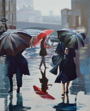 Woman with a Red Umbrella