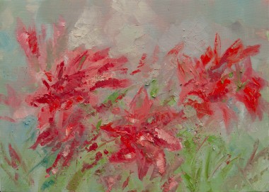 Red Flowers Oil Painting on Canvas