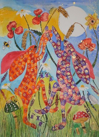 Quirky hares 'Dancing in the sunlight!'