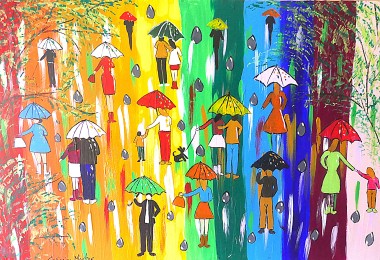 Colourful Umbrella paintin